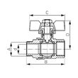 Robinet trecere alama pt. apa, Ferro, PN25, 3/4" FI-FE cu sfera si fluture _KM21