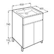 Mobilier baie 2 usi, Roca Cube, 65cm, alb, lavoar inclus