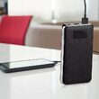 Baterie externa mobila 10000MAH piele/crom-negru