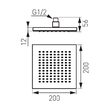 Cap de dus fix, Ferro Squerto, 200x200mm, crom