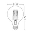 Bec led decorativ cu filament, 6W G125 515LM 2200KK E27