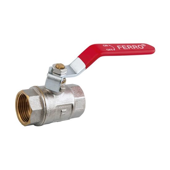 Robinet trecere alama pt. apa, Ferro, PN25, 1/2" FI-FI cu sfera si maneta _KP1