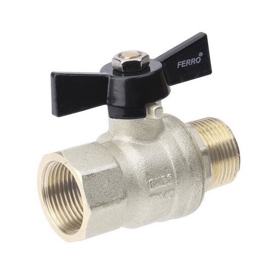 Robinet trecere alama pt. apa, Ferro, PN40, 1" FI-FE cu sfera si fluture _KMH31