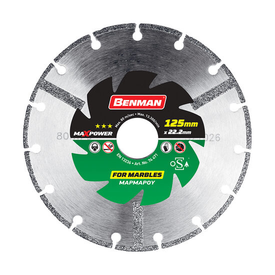 Disc diamantat pentru taiat marmura, Benman Maxpower, ø 230, 74473