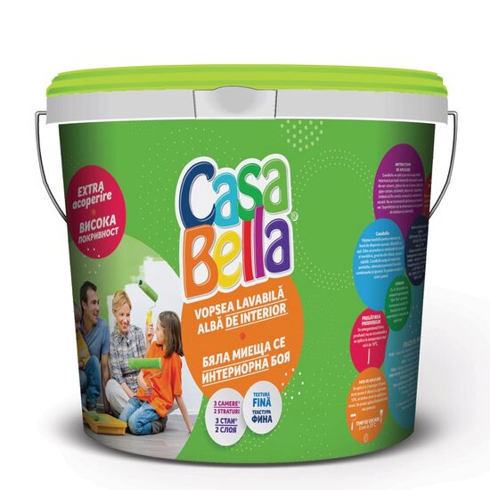Vopsea lavabila interior, Policolor Casabella, alba, 8.5l