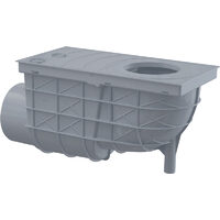 Racord de burlan 300ø—155H mm cu clapeta si cos de colectare cu iesire laterala, Alcadrain AGV3S, gri
