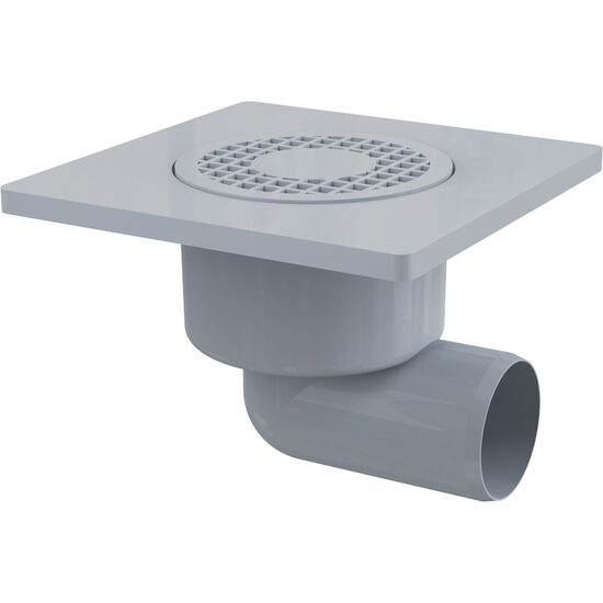 Sifon pardoseala Alca, 150ø—150/50 mm iesire laterala, gratar de plastic gri, APV3