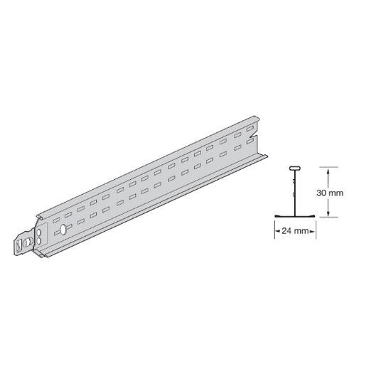 Profil compartimentare tavan casetat, Knauf Amstrong System S+, Prelude 24 alb, 24/30mm, 600mm