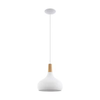 Pendul, Eglo Sabinar, E27 1x60W ø280mm, Alb, lemn maro