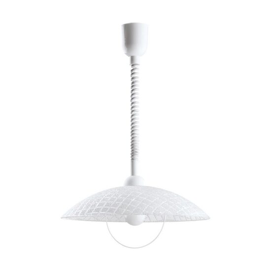 Pendul ajustabil cablu spirala, Eglo Alvez, E27 1x60W ø420mm, Alb