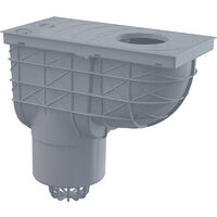 Racord de burlan 300ø—155U mm cu clapeta si cos de colectare cu iesire laterala, Alcadrain AGV2S, gri