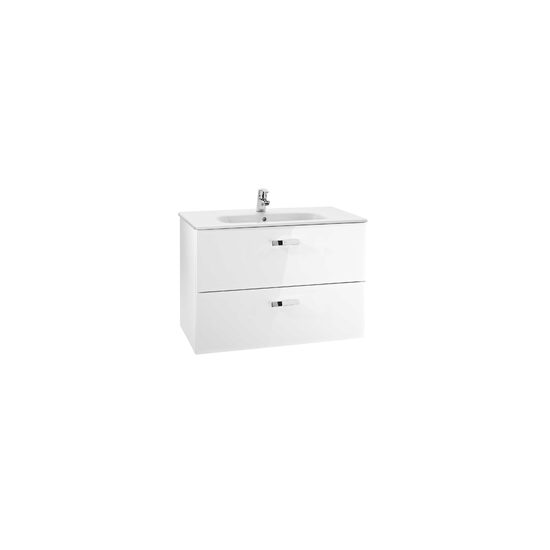 Mobilier baie cu lavoar incastrat, Roca Victoria Basic, 80cm, alb