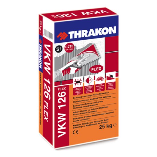 Adeziv super flexibil  pentru placari ceramice si piatra naturala Thrakon VKW 126, interior/exterior, alb, 25kg