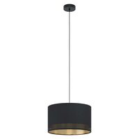 Pendul, Eglo Esteperra, E27 1 x 40W IP20, Textil, Negru, Auriu