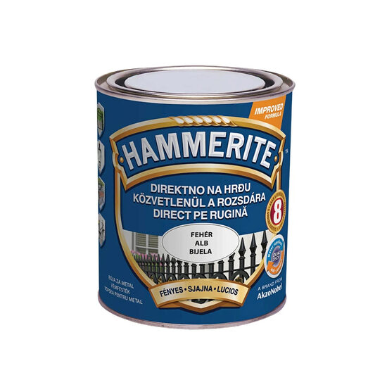 Email pentru metal, Hammerite,  alb lucios, 0.75 L 