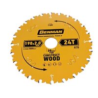 Disc fierastrau circular pentru taierea lemnului, Benman, 190x2.0mm/30mm, 24T_71899