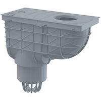 Racord de burlan 300ø—155H mm cu clapeta si cos de colectare cu iesire verticala, Alcadrain AGV1S, gri