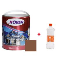 Promo Set: Vopsea alchidica pentru lemn/metal, Kober Ideea, maro deschis_ral 8002, 4l + diluant 0.9l