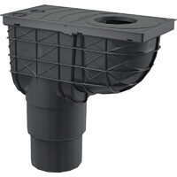 Racord de burlan cu clapeta si cos de colectare cu iesire verticala, Alcadrain AGV4, negru, 300ø—155UH mm