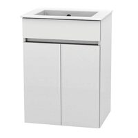 Mobilier baie 2 usi, Roca Cube, 65cm, alb, lavoar inclus