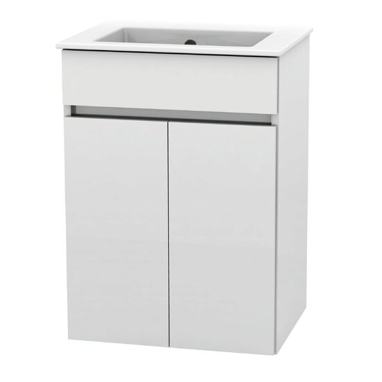 Mobilier baie 2 usi, Roca Cube, 65cm, alb, lavoar inclus