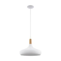 Pendul, Eglo Sabinar, E27 1x60W ø400mm, Alb, lemn maro