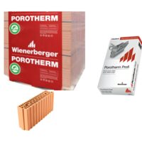 Pachet caramida Porotherm Profi 12 N+F 500x120x249 ,100 buc/palet +  mortar Porotherm Profi   25kg