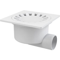 Sifon pardoseala cu iesire laterala sigratar de plastic,  Alca APV15, alb, 150ø—150( mm