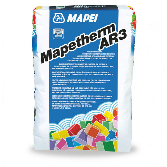 Adeziv si masa de spaclu pentru polistiren si vata, Mapei Mapetherm AR3, gri, 25kg