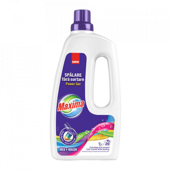 Detergent rufe lichid, Sano Maxima Power gel Mix&Wash, 1l
