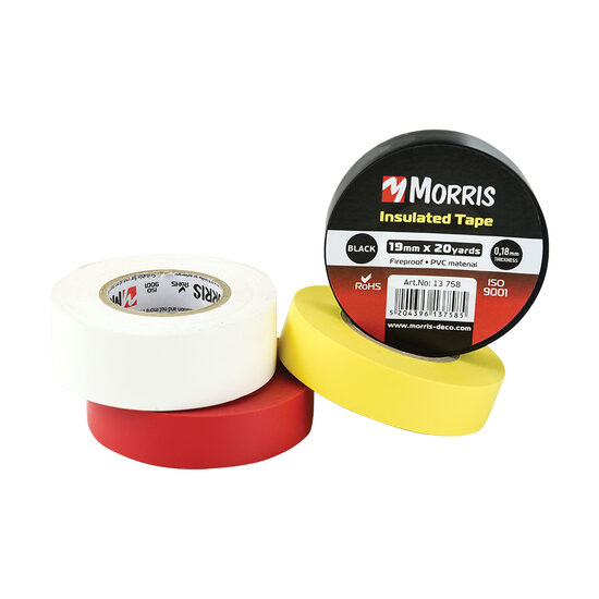 Banda izoler, Morris, 19mm x 18.29m x 0.18mm, neagra, 13758