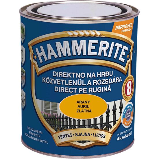 Email pentru metal, Hammerite,  auriu lucios, 0.75 L