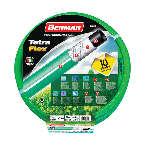 Furtun de gradina TechnoFlex, Benman, 1"x50m, verde-alb