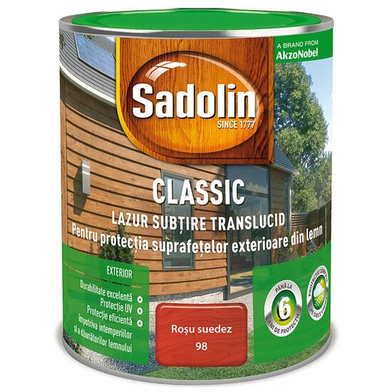 LAZUR PENTRU LEMN, SADOLIN CLASSIC, ROSU SUEDEZ, 0.75L