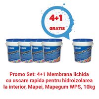 Promo 4+1  Membrana lichida cu uscare rapida pentru hidroizolarea la interior, Mapei, Mapegum WPS, 10kg