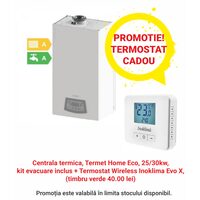 Promo Centrala termica, Termet Home Eco, 25/30kw, kit evacuare inclus + Termostat Inoklima Evo X, radio frecventa