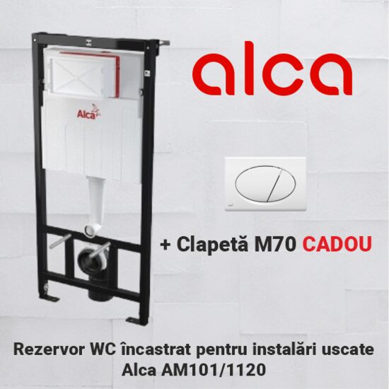 Promo Rezervor WC incastrat pentru instalari uscate (in gips-carton), Alca AM101/1120 + Clapeta M70