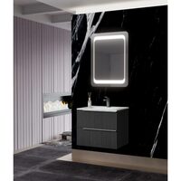 Mobilier baie cu lavoar Savini Due Sidney 61cm, negru, 2 sertare soft close