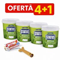 Promo set 4+1: Vopsea ultra lavabila, ecologica Status Eco, interior, alba, 10l + Trafalet lana naturala, Rollex, cu maner, 24cm